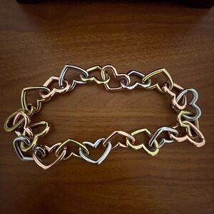 Bimba y Lola Tri-Color Heart Metal Link Necklace